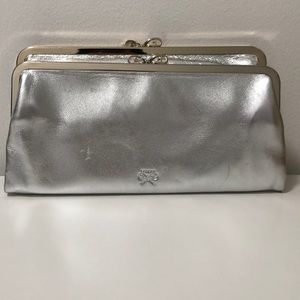 Anya Hindmarch silver leather clutch